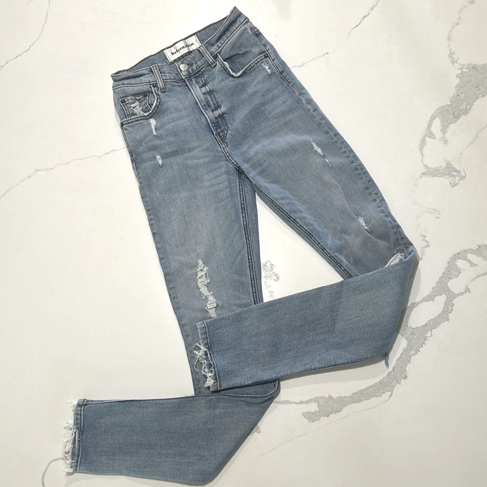 Reformation skinny deconstructed jeans size 24